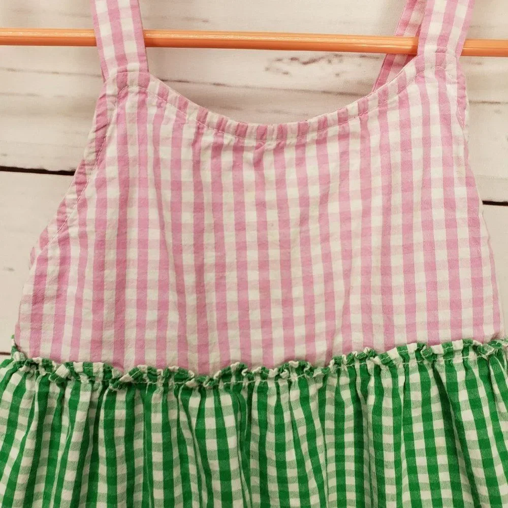 Girls Crown & Ivy Gingham‎ Pink, Green, Blue Tiered Sleeveless Dress Size 4T